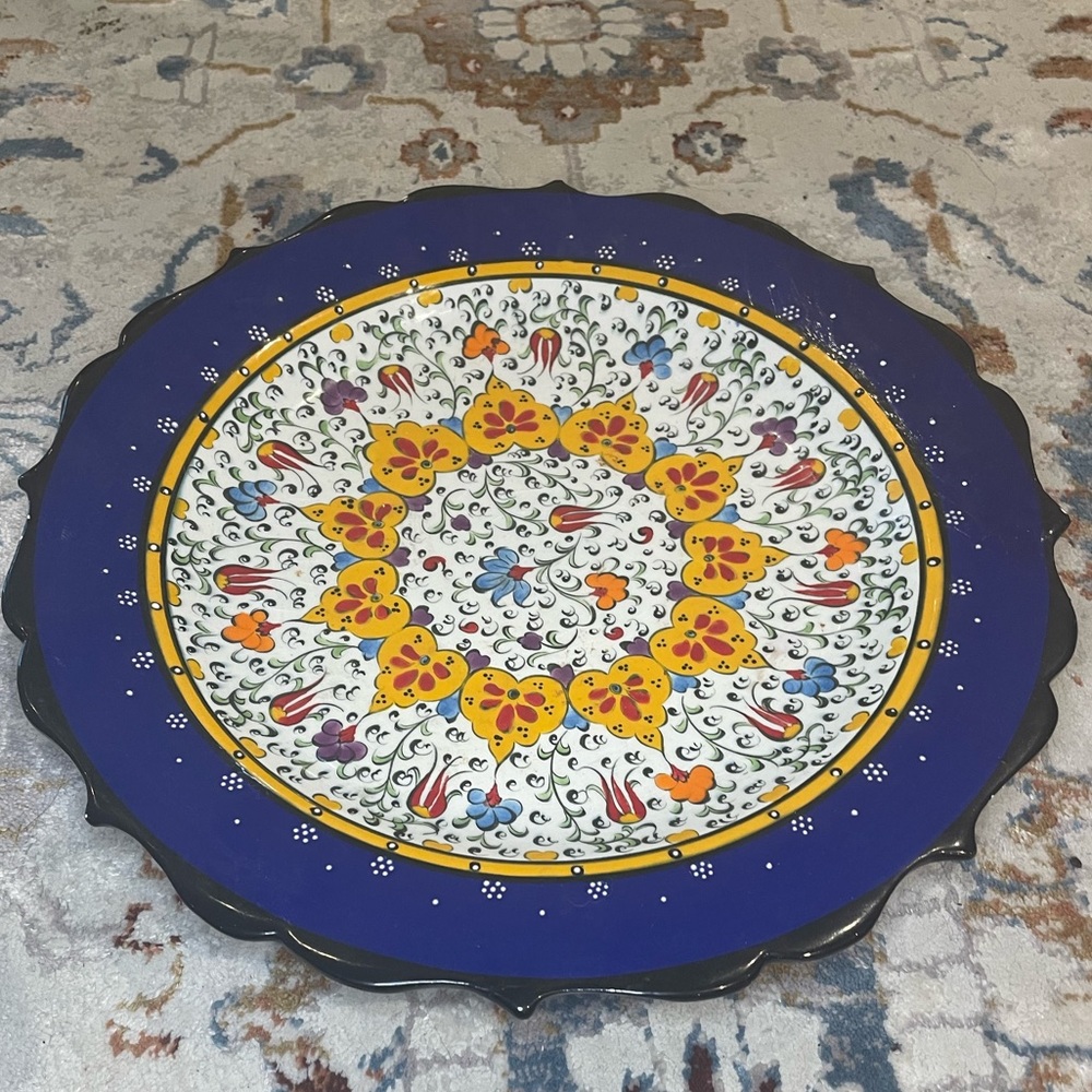 Hand made Turkish pottery serving plate